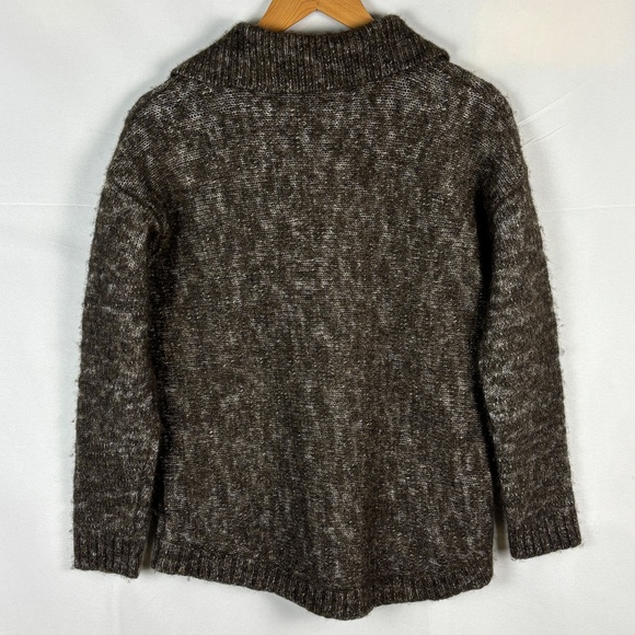 J Crew Women Shawl-collar Button Wool Angora Sweater Sz S Brown Button Chunky - Picture 3 of 10